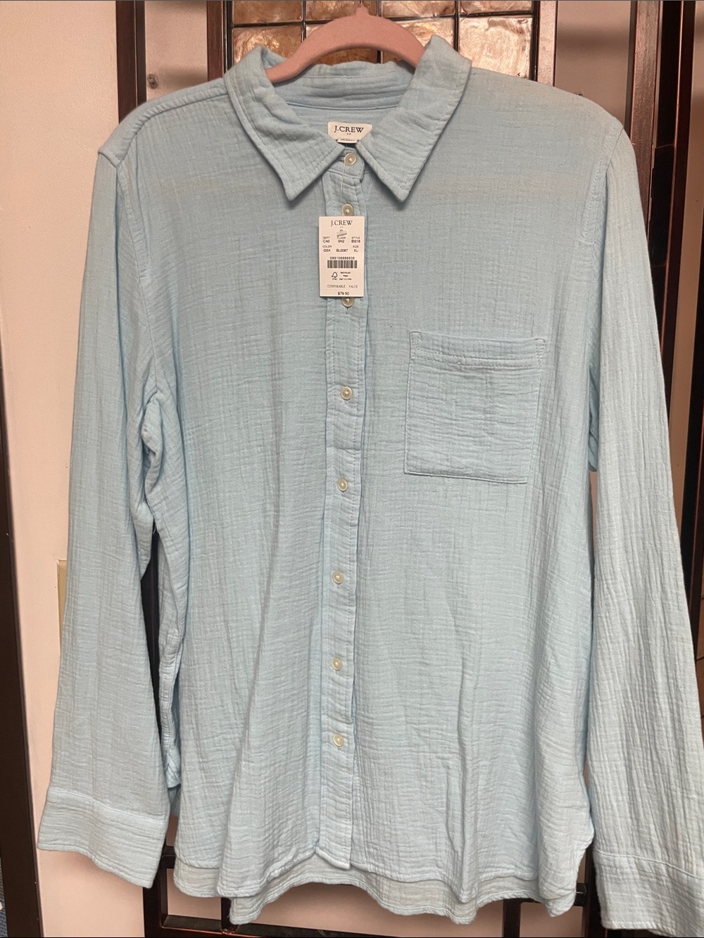 J. Crew Pale Blue Long-Sleeve Textured Button-Down Shirt